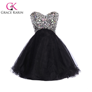 Grace Karin Strapless voile Prom short bling bling cocktail Ball Gown dress CL4105-1